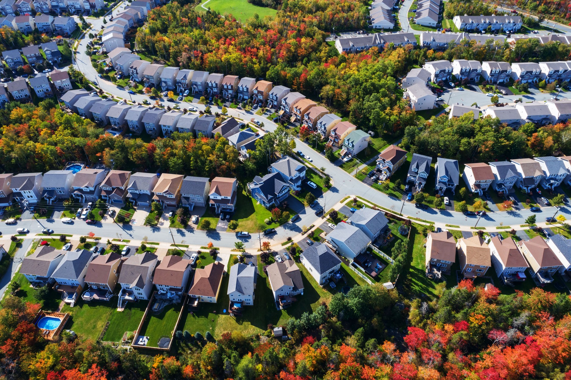 Aerial View of Suburban Landscape